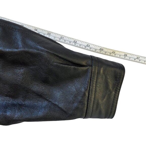 St. John’s Bay Black Leather Bomber Jacket Mens XL Streetwear Moto Inspired - Picture 12 of 16